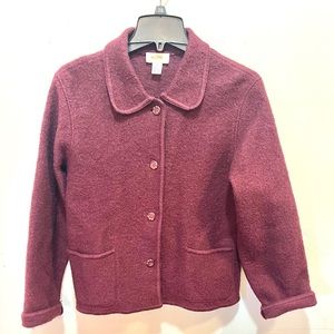 Talbots wool cardigan jacket petites medium burgundy